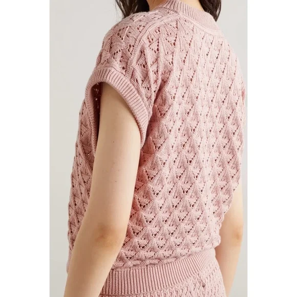 Mr. Mittens Pointelle-Knit Cotton Sweater Vest in Blush Size XS/S